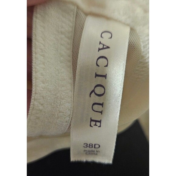 Cacique Modern Lace Covered Balconette Bra 38D White Beige Closure Padded - Picture 6 of 6